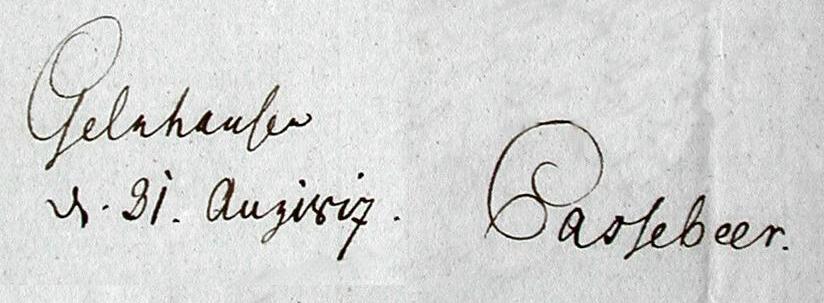 Handschrift Johann Heinrich Cassebeer, Brief in FR