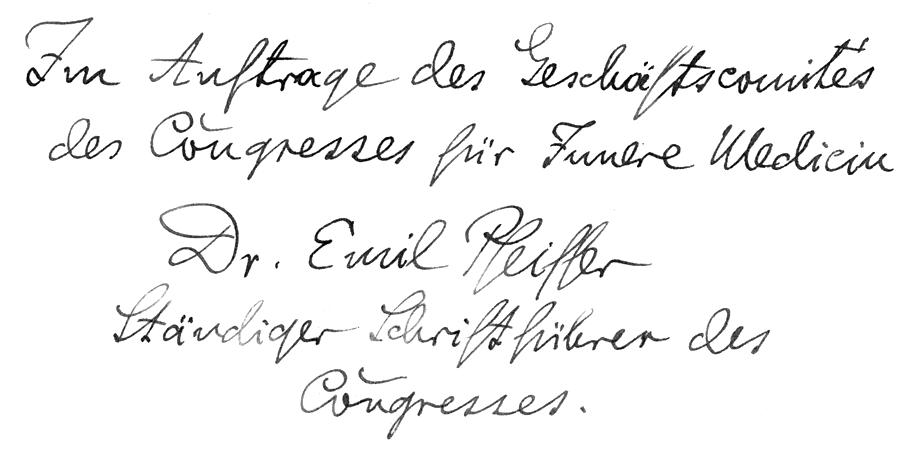 Handschrift Emil Pfeiffer