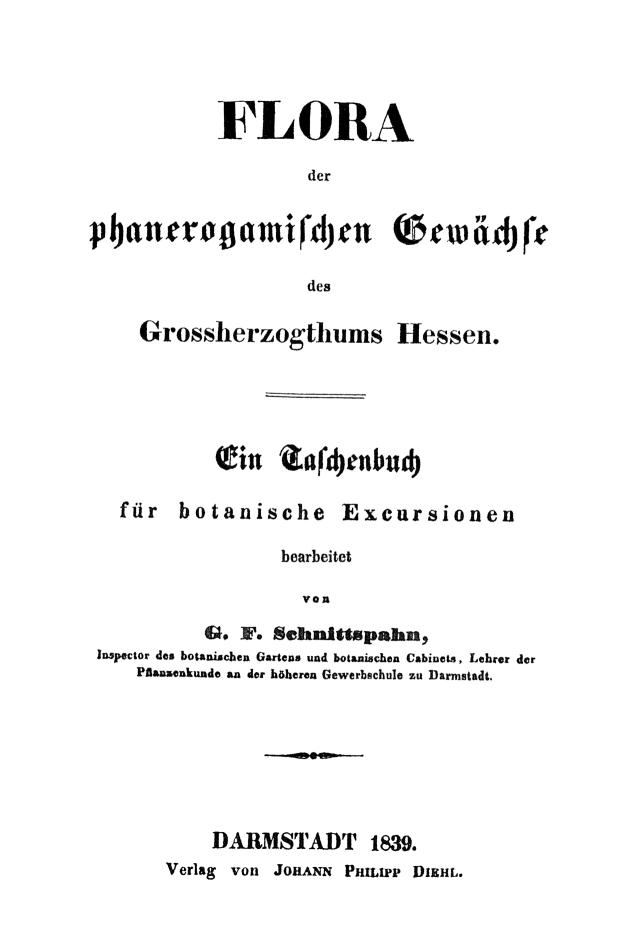 Schnittspahn: Flora Groherzogthum Hessen