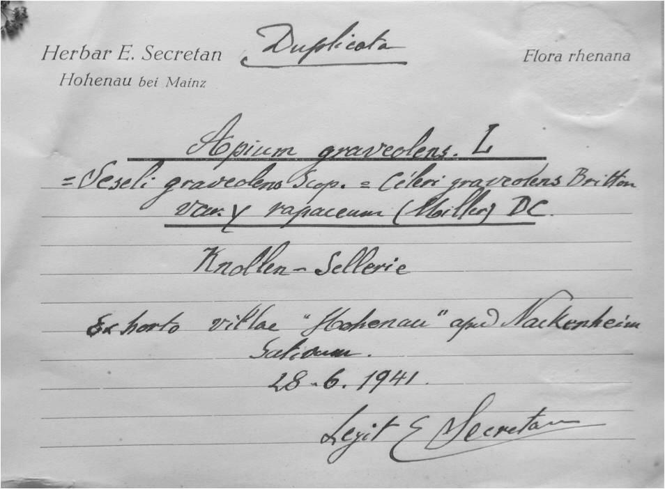 Handschrift Ernest Secretan, Beleg aus DANV