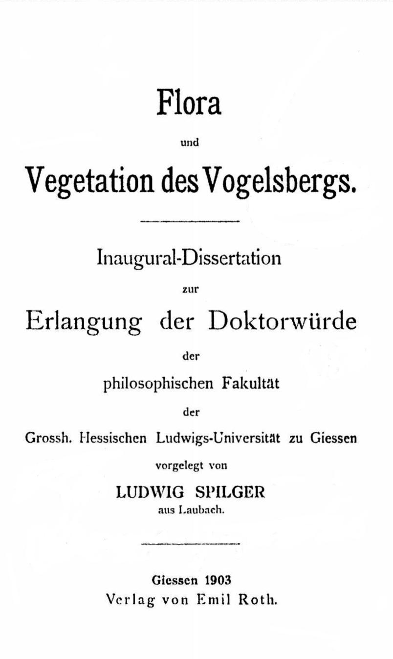 Spilger: Flora des Vogelsberges